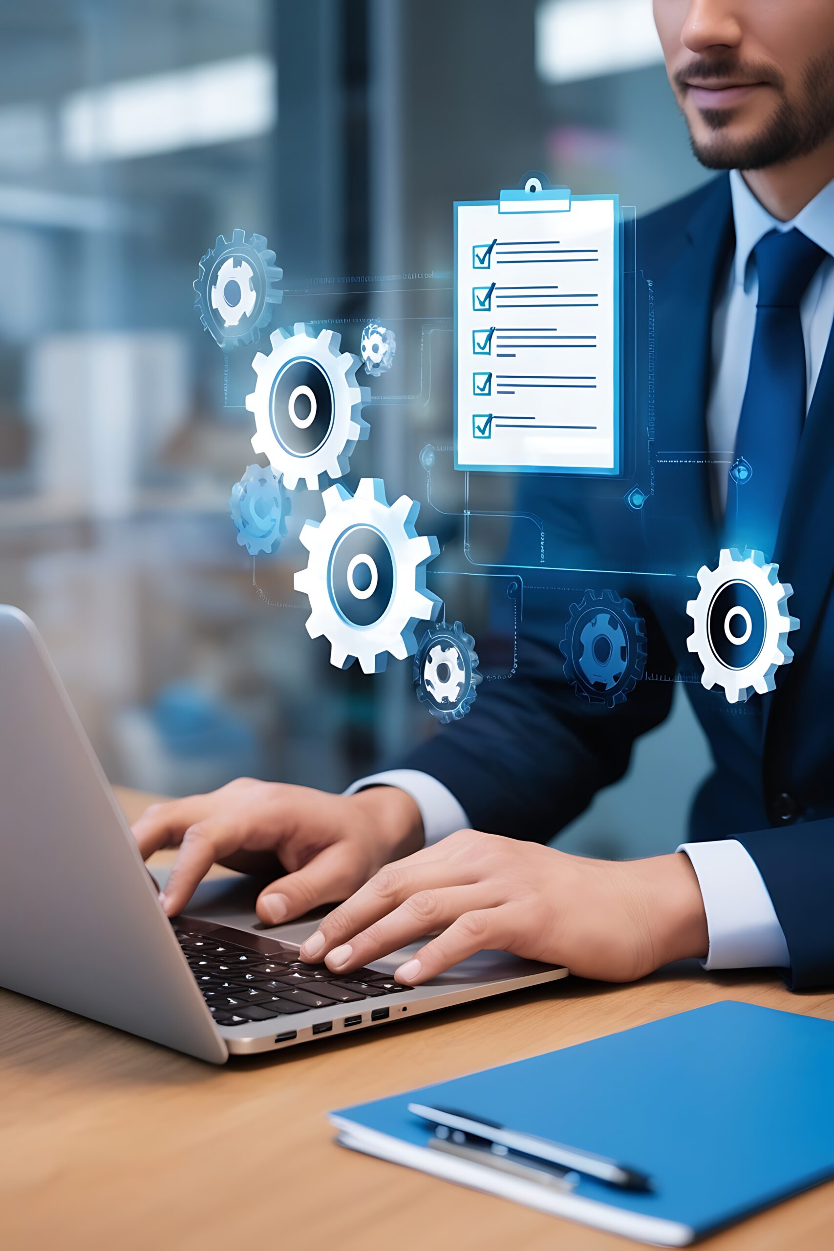 Describe a scenario in a modern office where a software engineer or IT professional focuses on automating processe